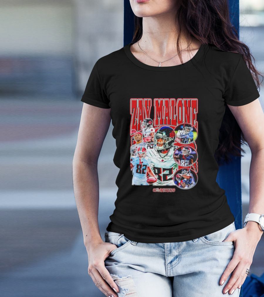 Zay Malone 82 Atlanta Falcons NSNThreads Vintage T-Shirt
