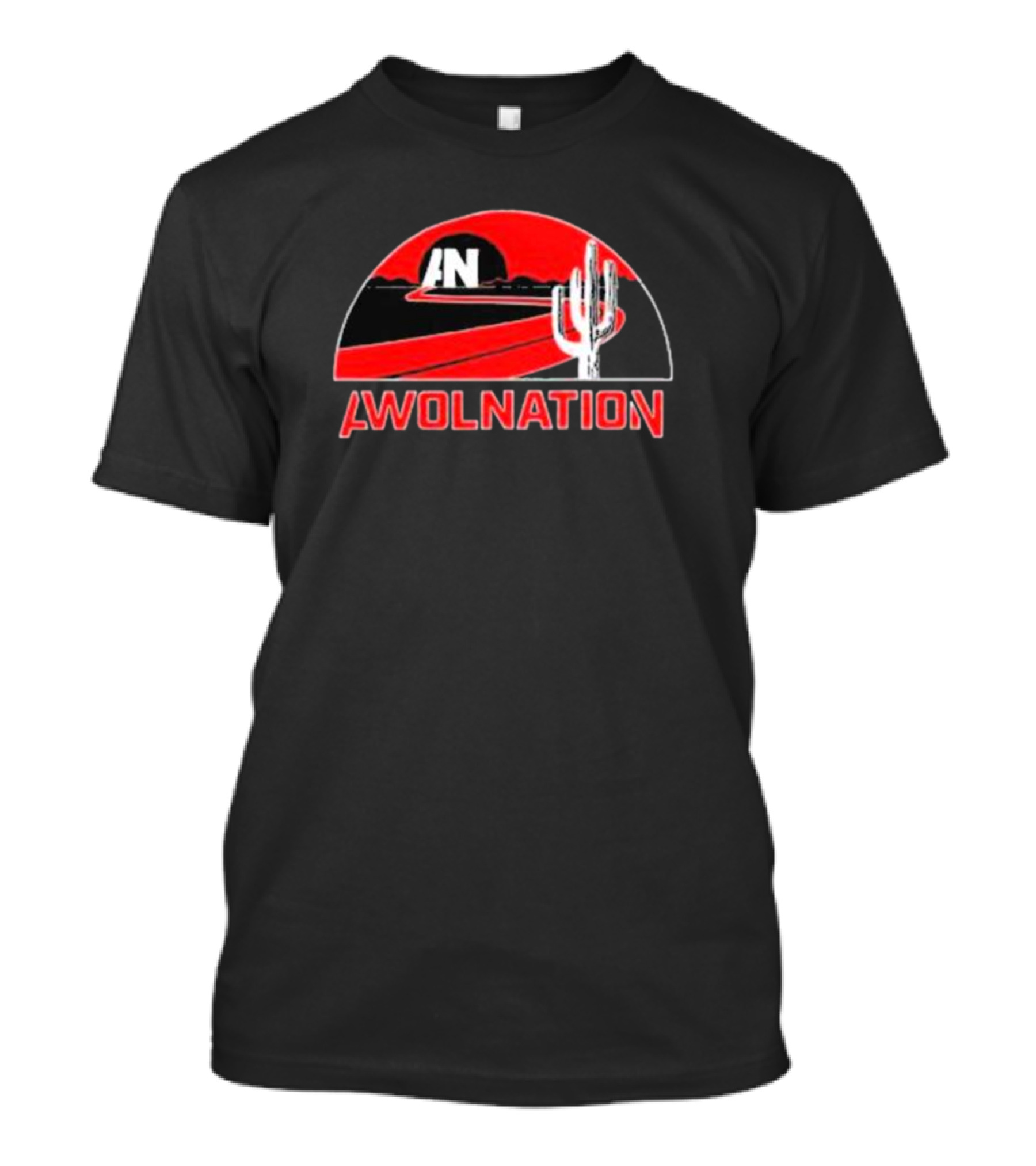 AWOLNATION Cactus Road Desert Scene With Red Sky And Roadway T-Shirt