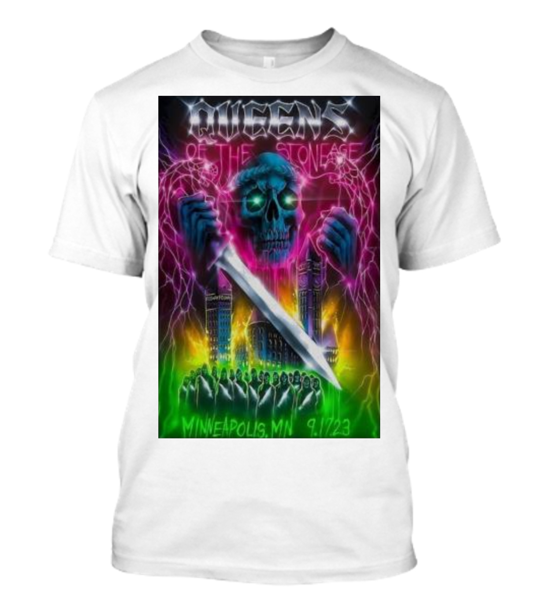 Queens Of The Stone Age Minneapolis MN 9/17/23 Electric Skull Concert T-Shirt
