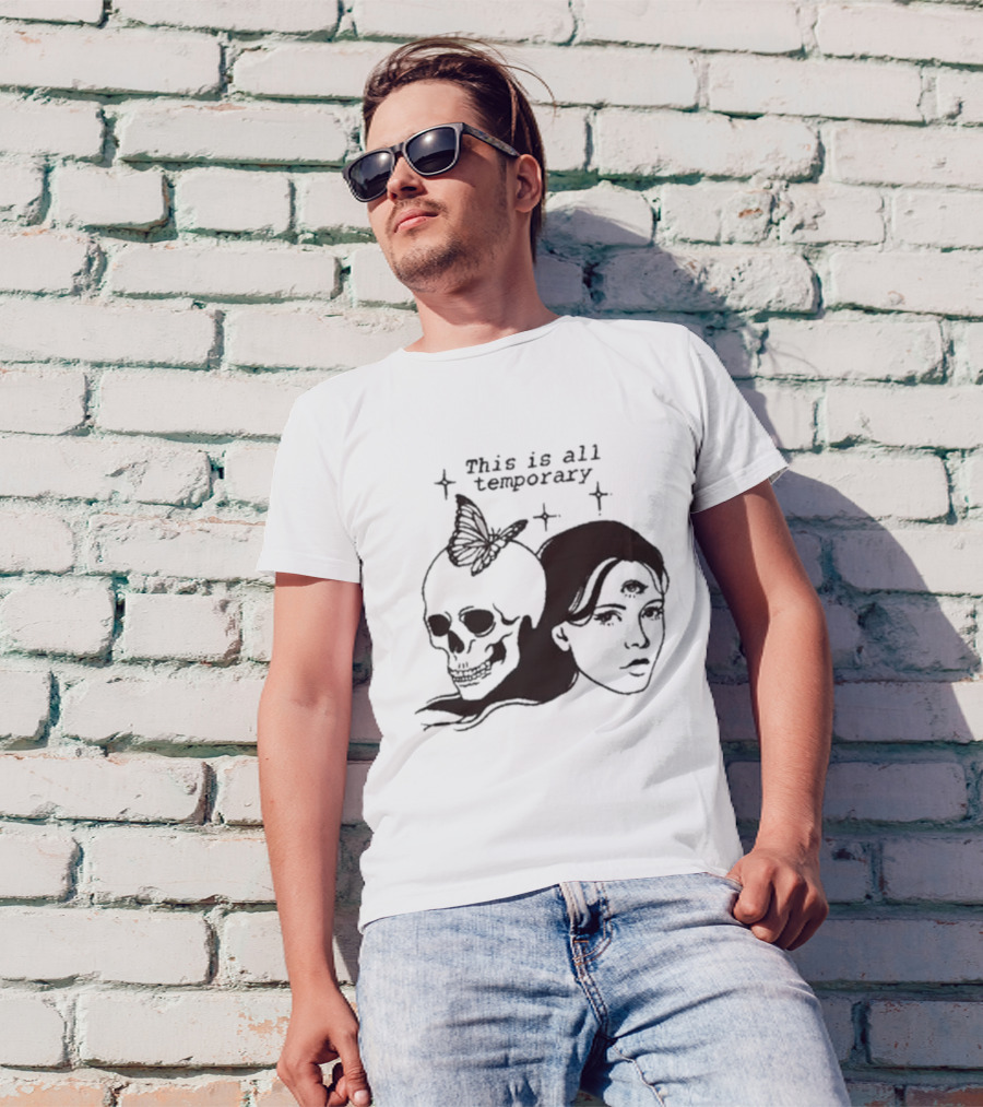 This Is All Temporary Skull Butterfly Third Eye Kira Cyan Rittgers T-Shirt