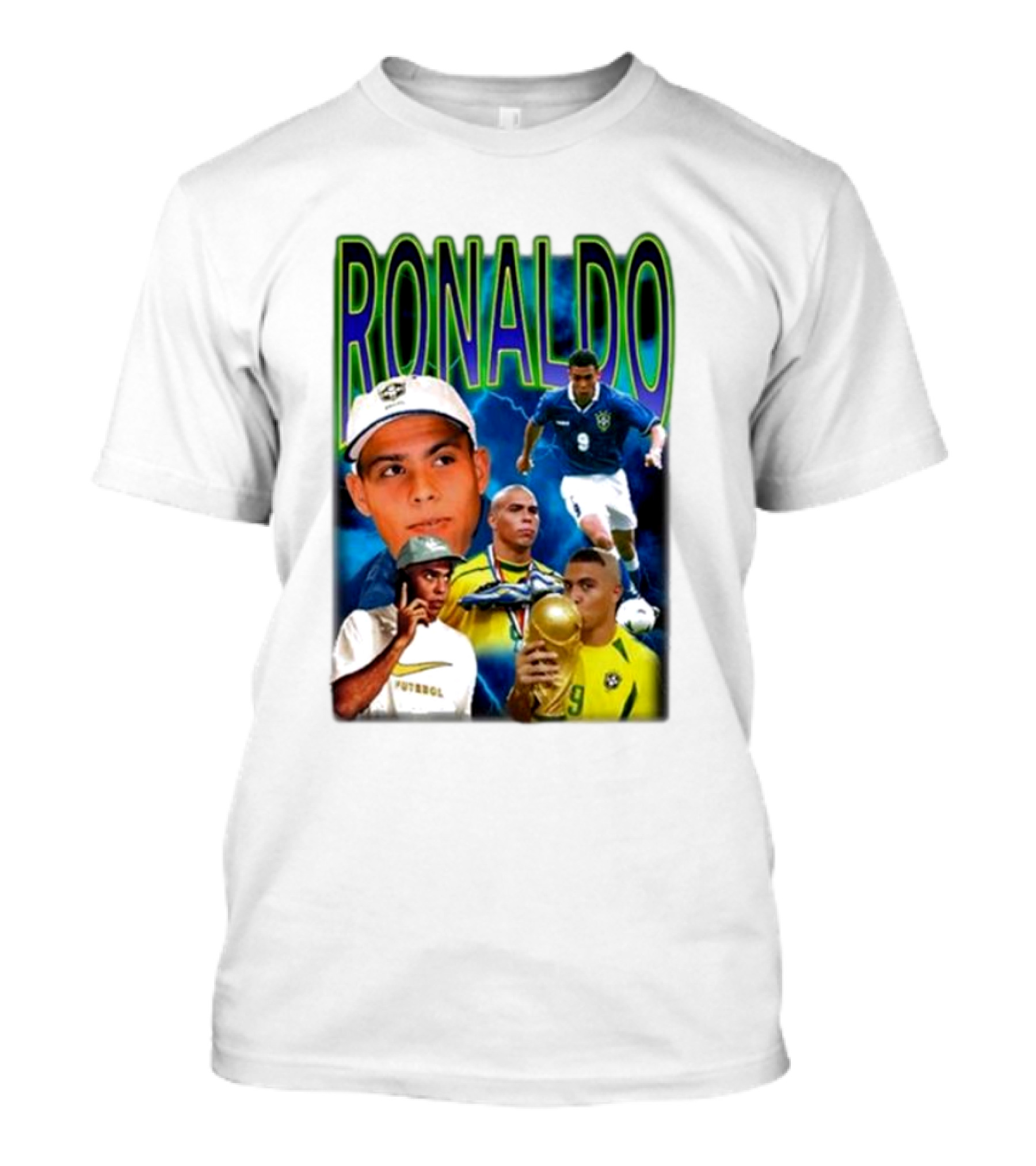 Ronaldo Fenomeno Brazil Football Legend Retro Collage T-Shirt