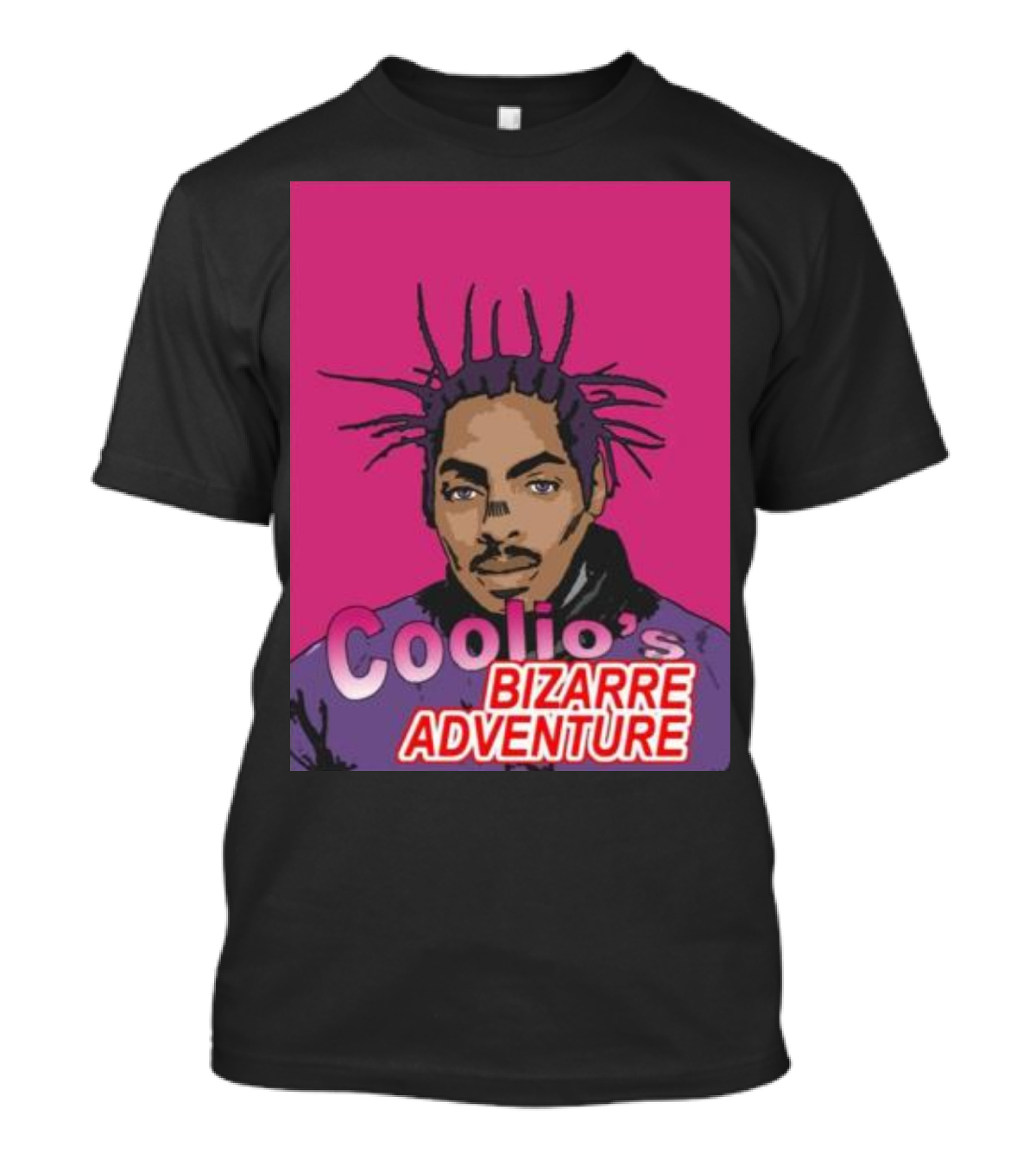 Coolio’s Bizarre Adventure Manga Style Portrait On Pink Background T-Shirt