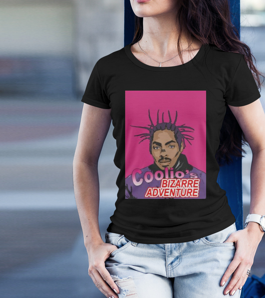 Coolio’s Bizarre Adventure Manga Style Portrait On Pink Background T-Shirt