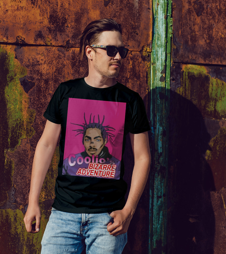 Coolio’s Bizarre Adventure Manga Style Portrait On Pink Background T-Shirt