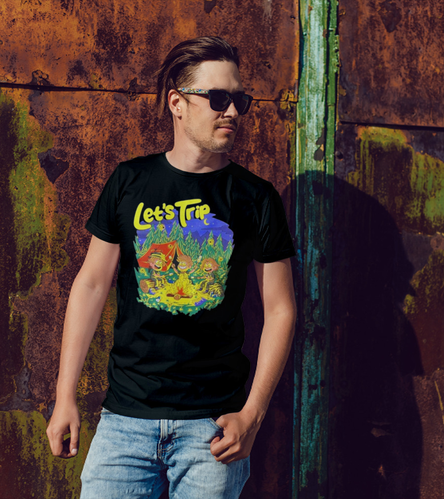 Let's Trip Campfire Adventure Sturnioloclothing Forest Night Camping T-Shirt