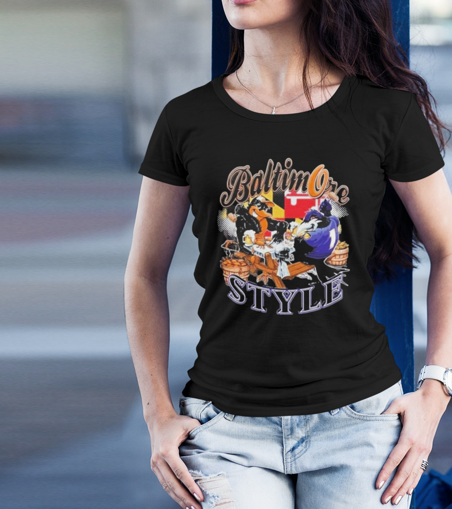 Baltimore Style Ravens Crab Feast Maryland Flag Ravens Football T-Shirt