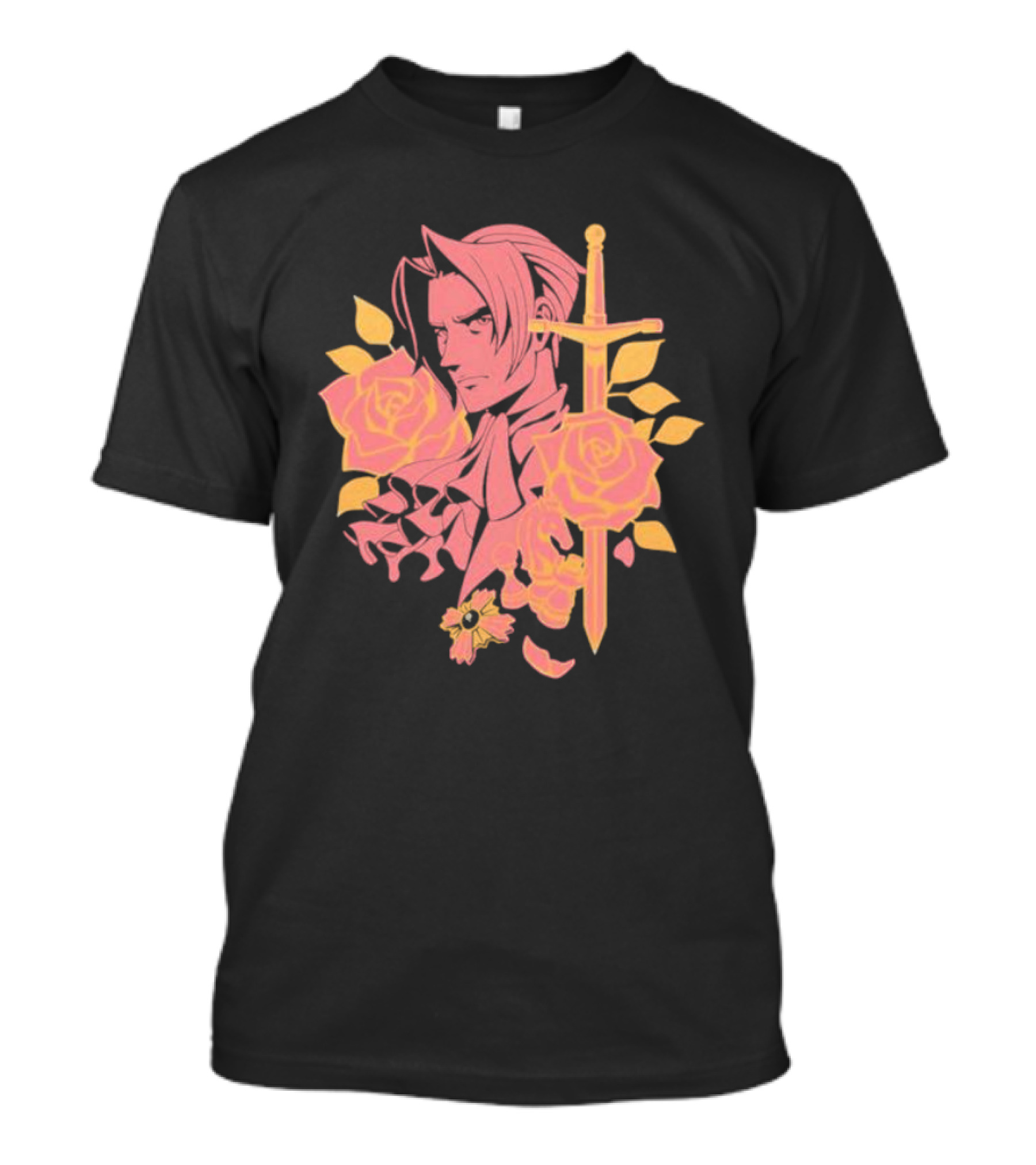 Miles Edgeworth King Of Prosecutors Sword Roses T-Shirt