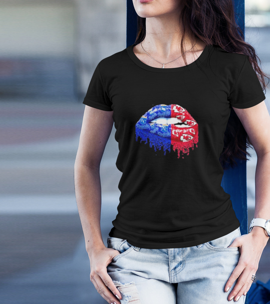 Lips Kansas City Royals KC And Kansas City Chiefs KC T-Shirt