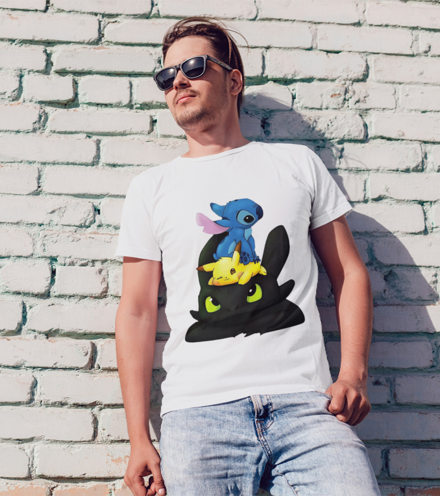 Stitch Pikachu Toothless Crossover T-Shirt