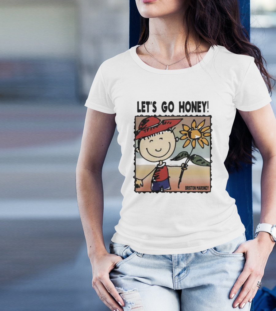LET'S GO HONEY BRISTON MARONEY SMILING CARTOON HOLDING FLOWER T-Shirt