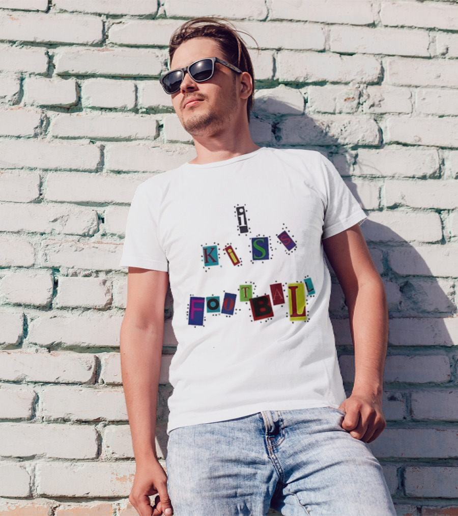 Nooruddean I Kiss Football Soccer Love Passion Bold Colorful Textured T-Shirt