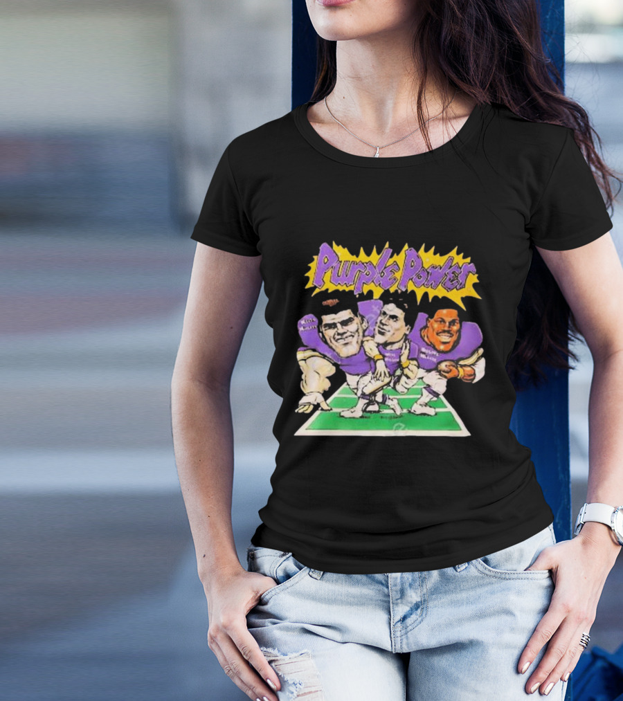 Purple Power Minnesota Vikings Cartoon Trio Caricature Football T-Shirt