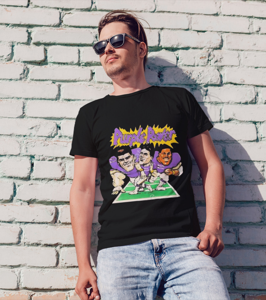 Purple Power Minnesota Vikings Cartoon Trio Caricature Football T-Shirt