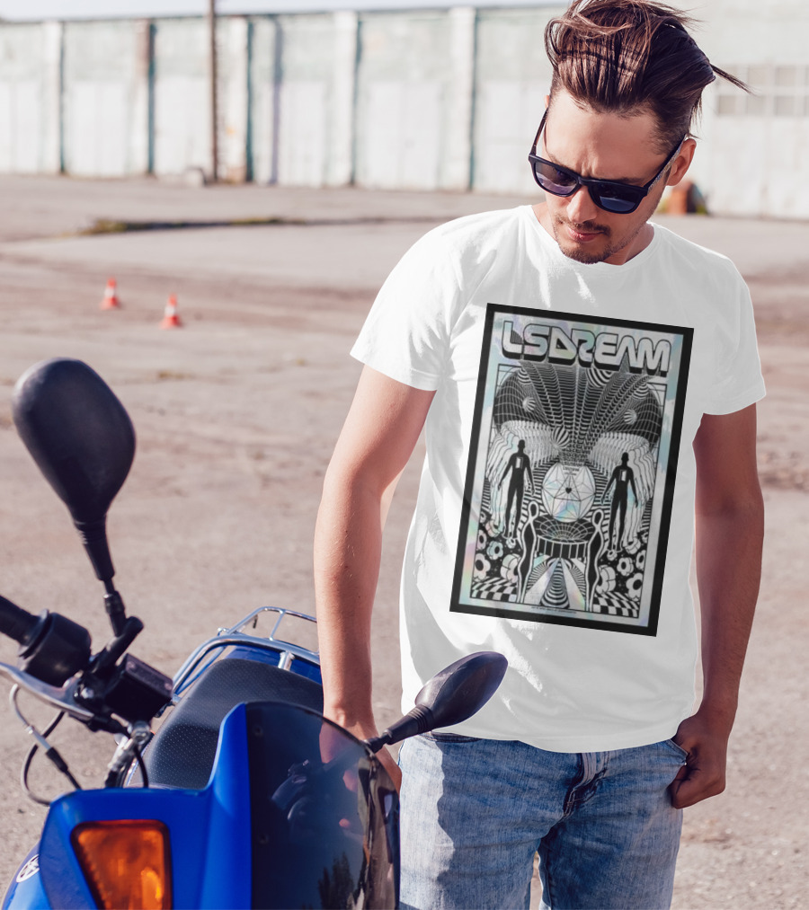 LSDREAM Trippy Psychedelic Geometric Silhouettes With Cosmic Patterns And Symmetry T-Shirt