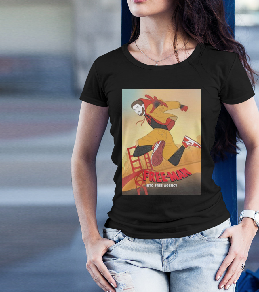 FREE-MAN Into Free Agency San Francisco Bridge Jumping Character T-Shirt