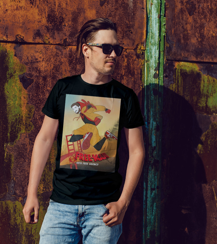 FREE-MAN Into Free Agency San Francisco Bridge Jumping Character T-Shirt