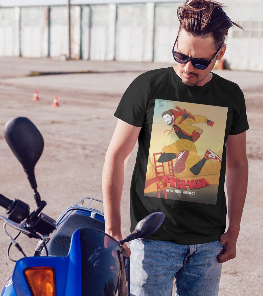 FREE-MAN Into Free Agency San Francisco Bridge Jumping Character T-Shirt