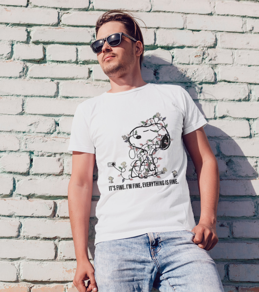 It's Fine I'm Fine Everything Is Fine Snoopy Christmas Lights T-Shirt