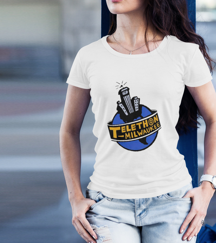 Telethon Milwaukee City Skyline Over Earth T-Shirt