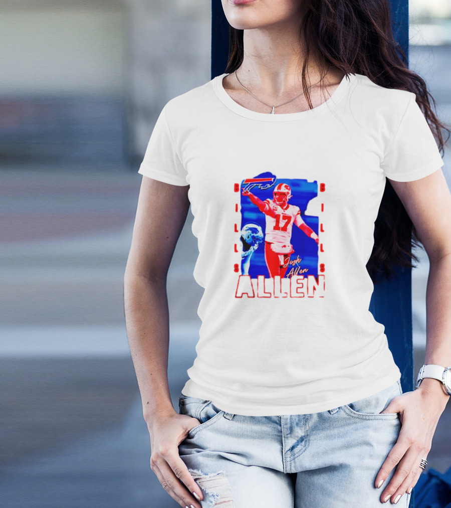 Josh Allen Buffalo Bills NFL Quarterback Iconic Play Action Image T-Shirt