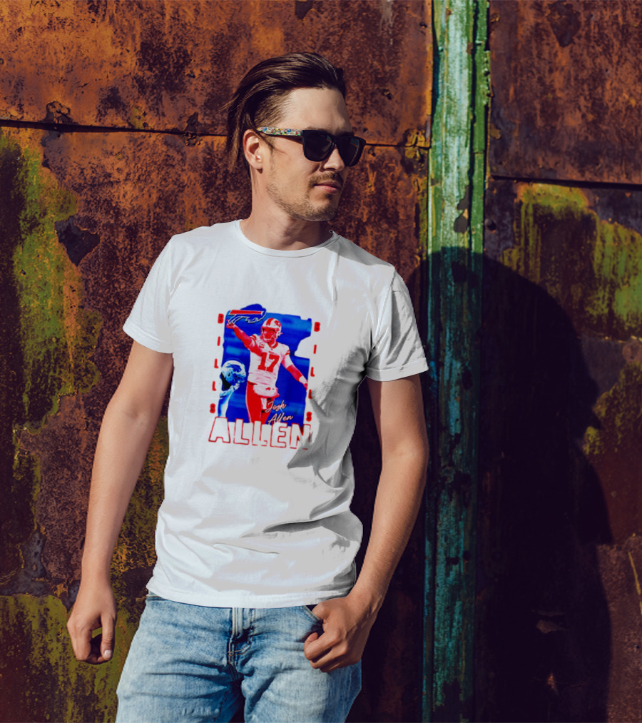 Josh Allen Buffalo Bills NFL Quarterback Iconic Play Action Image T-Shirt