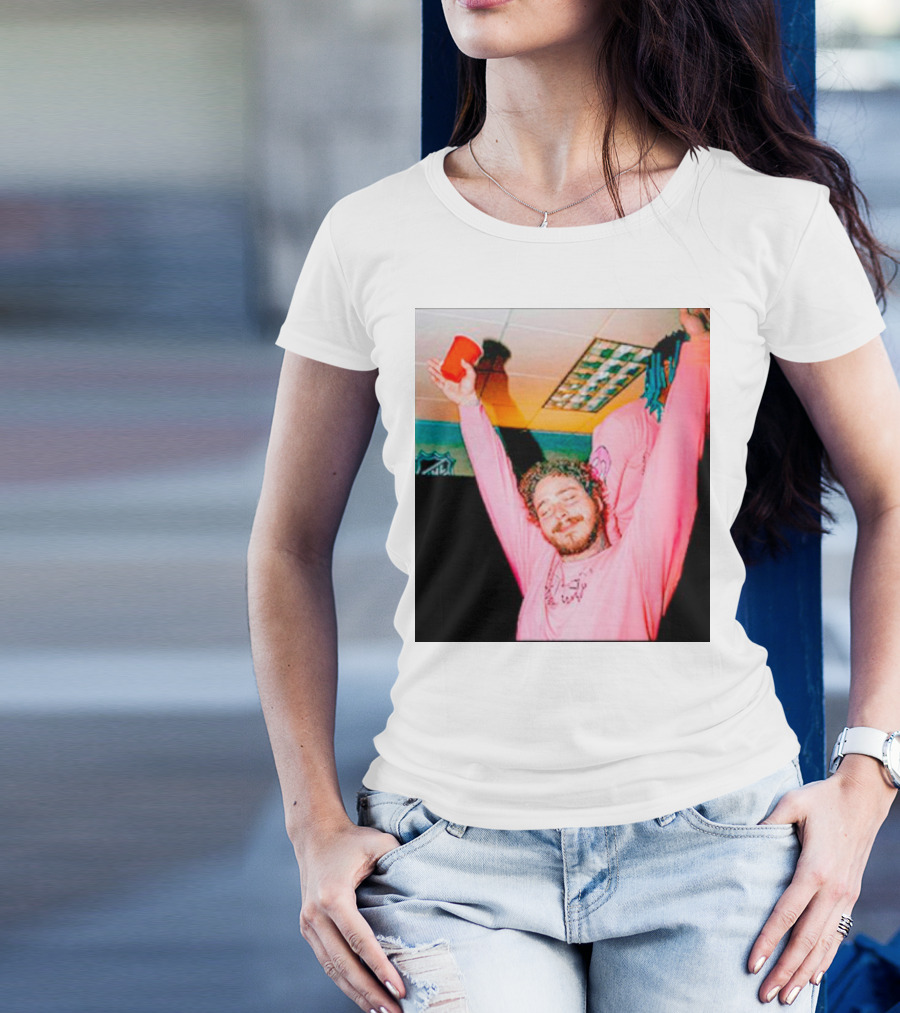 Malone Pink Shirt Red Cup Hands Up T-Shirt