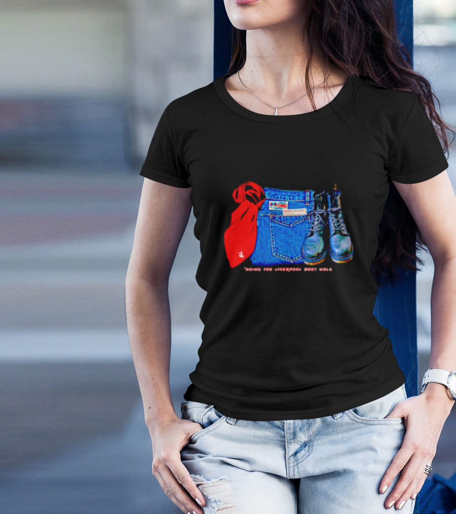 Red Scarf Denim And Boots Liverbird T-Shirt