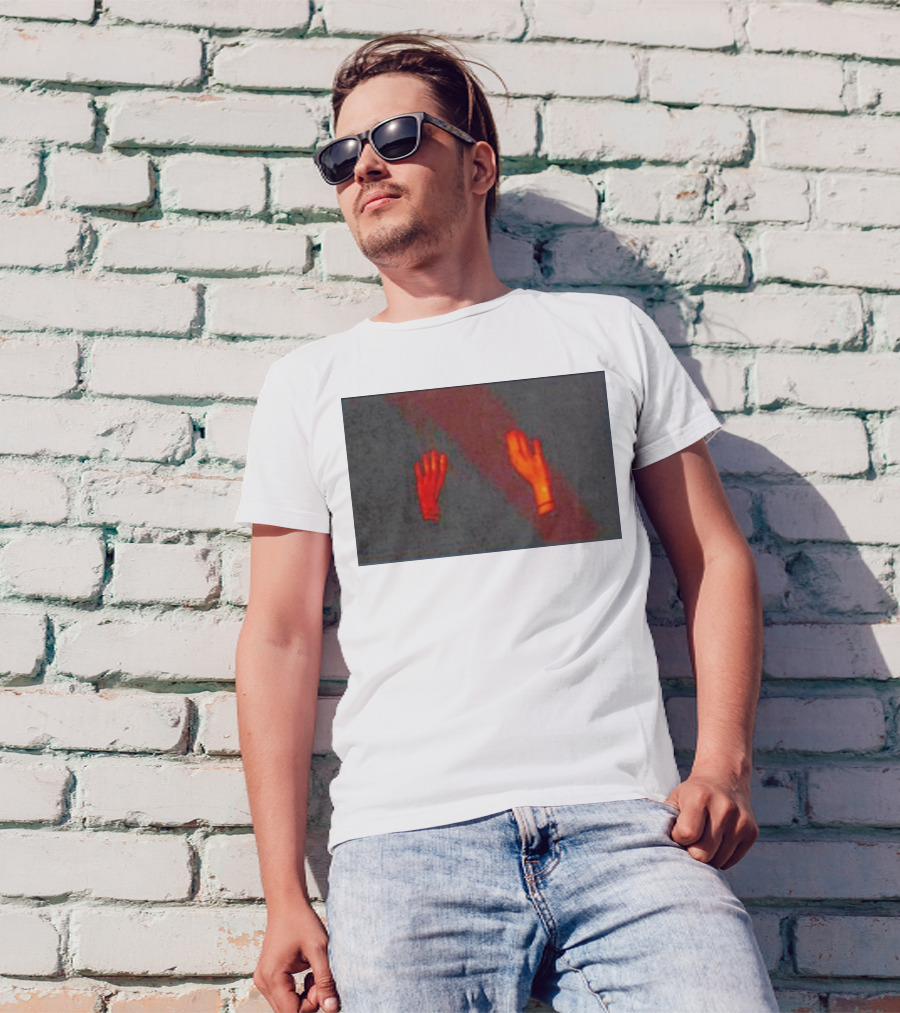 Hands To The Sky Vibrant Red Elevated Gesture T-Shirt