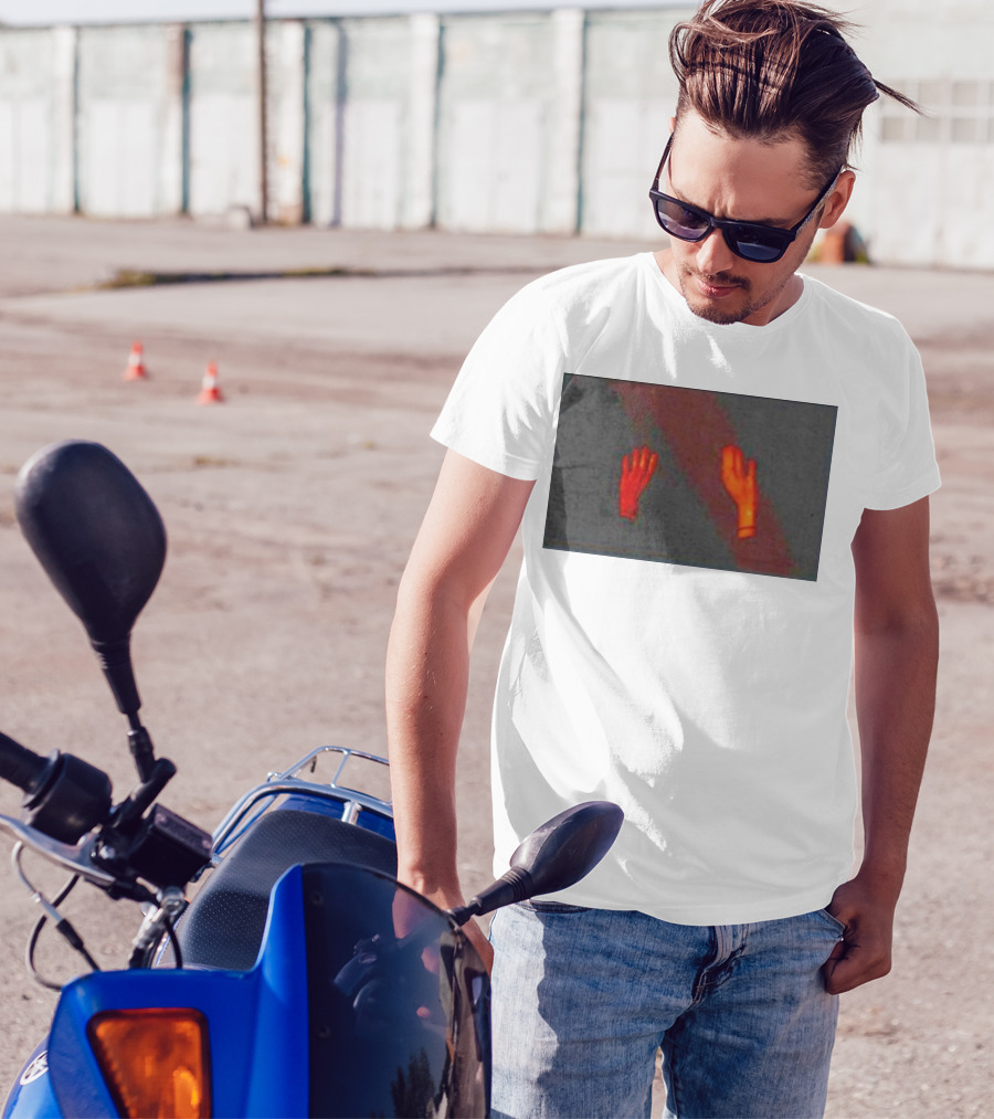 Hands To The Sky Vibrant Red Elevated Gesture T-Shirt