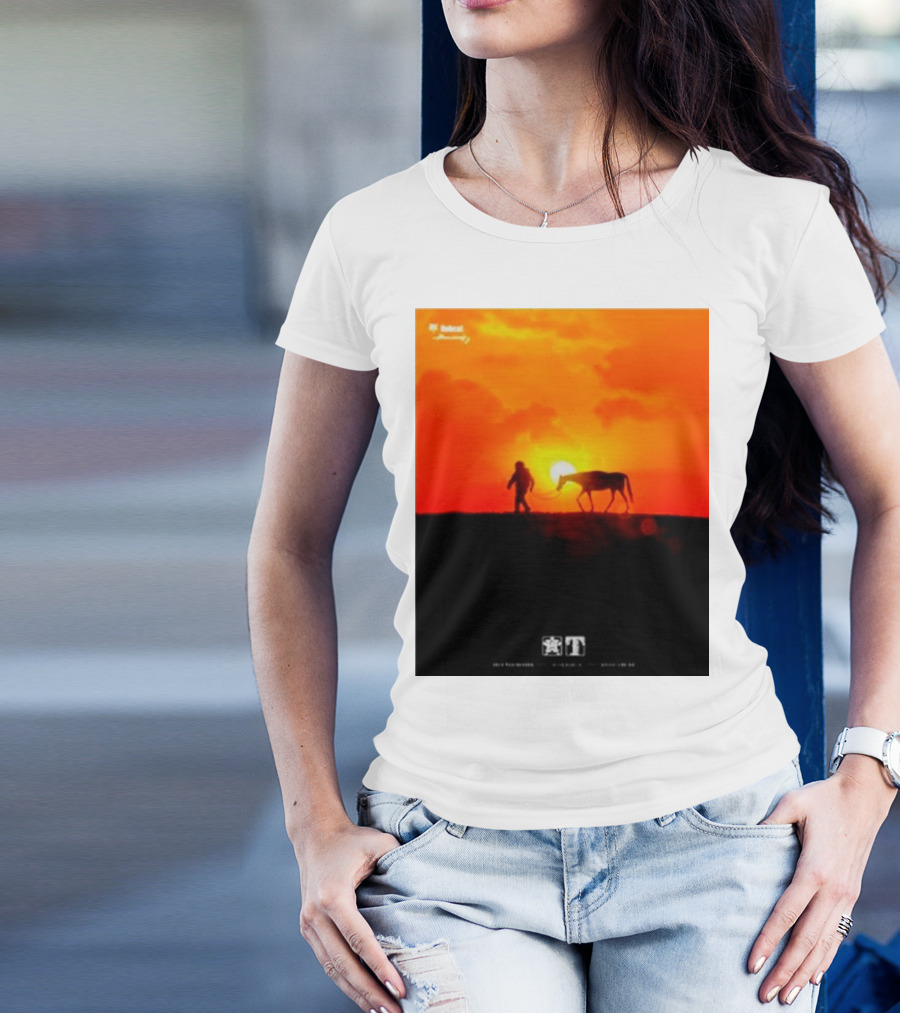Houston Sunset Astronaut With Horse In Space City Meets Wild West T-Shirt