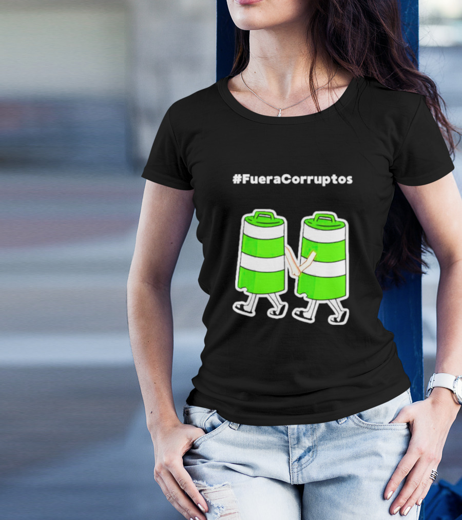 Paola Hurtado Uri Samayoa #Fueracorruptos Green Bins Handshake T-Shirt
