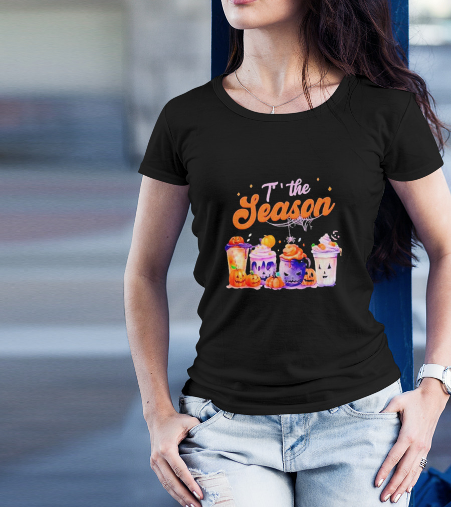 Sandjest Halloween Tis The Season Pumpkin Drinks T-Shirt