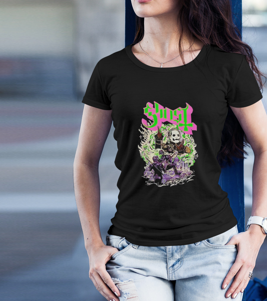 Ghost Cardinal Copia Psychedelic Gothic Smoky Scene T-Shirt