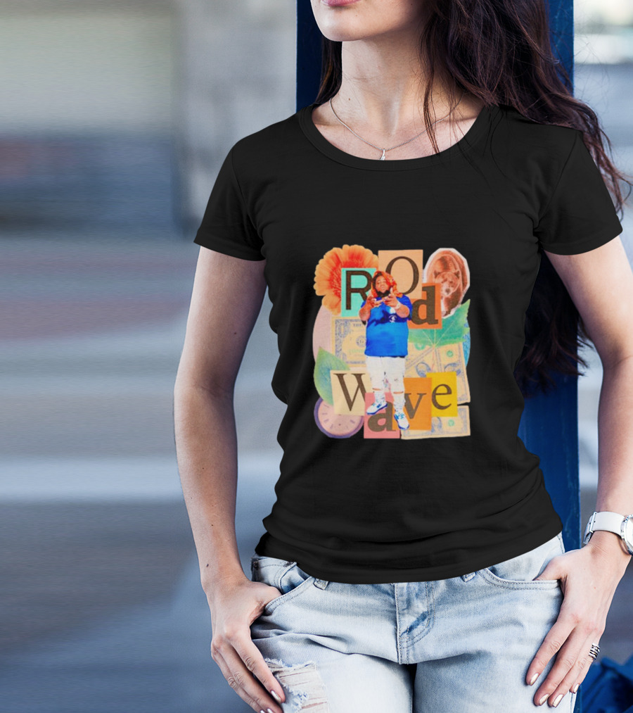 Rod Wave Vintage Bootleg Collage With Floral And Currency Elements T-Shirt