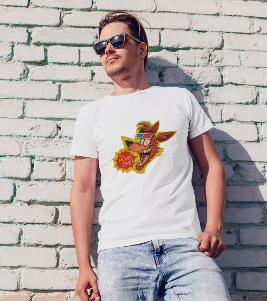 Wolf It's Movie Time Retro 3D Glasses Fun T-Shirt