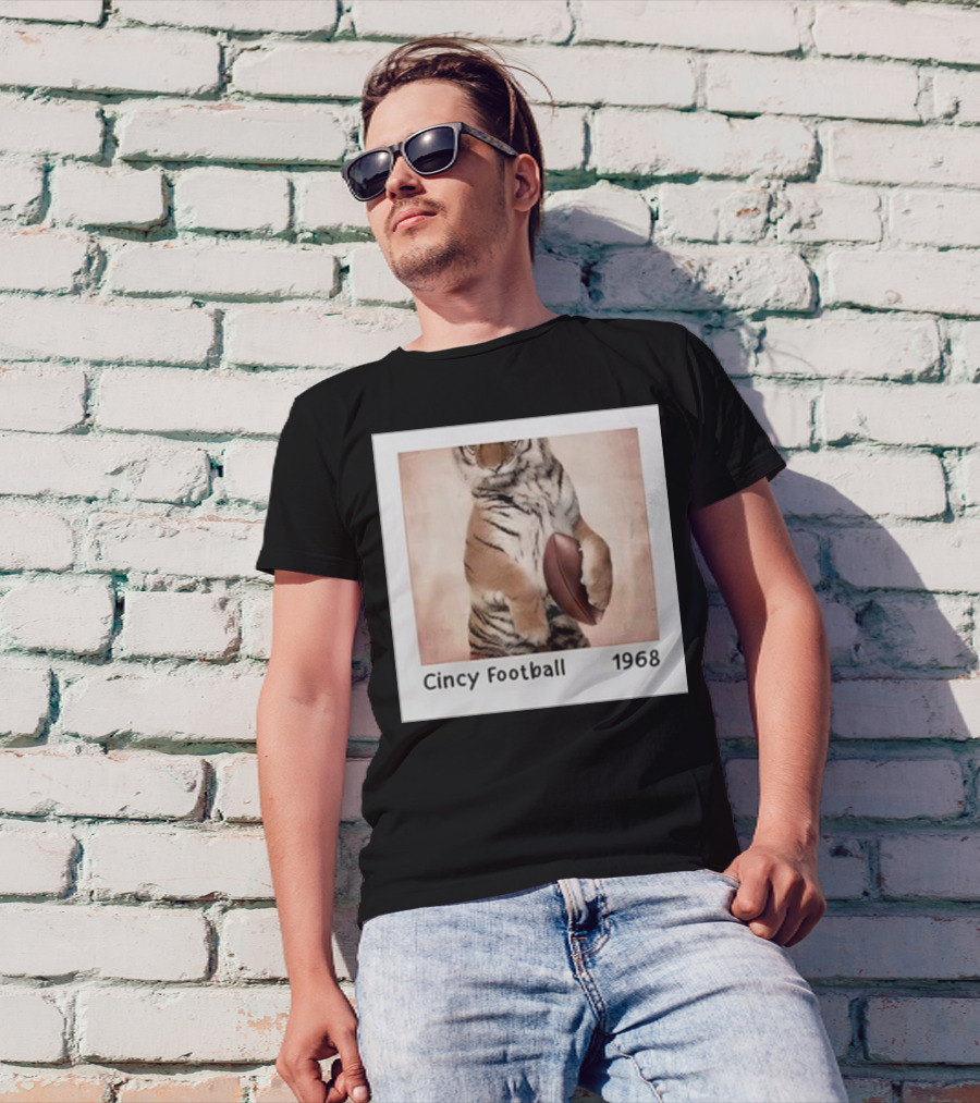 Cincy Football 1968 Tiger With Football T-Shirt