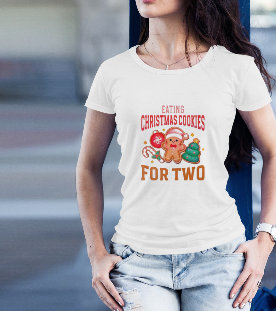 Eating Christmas Cookies For Two Gingerbread Tree Ornaments T-Shirt