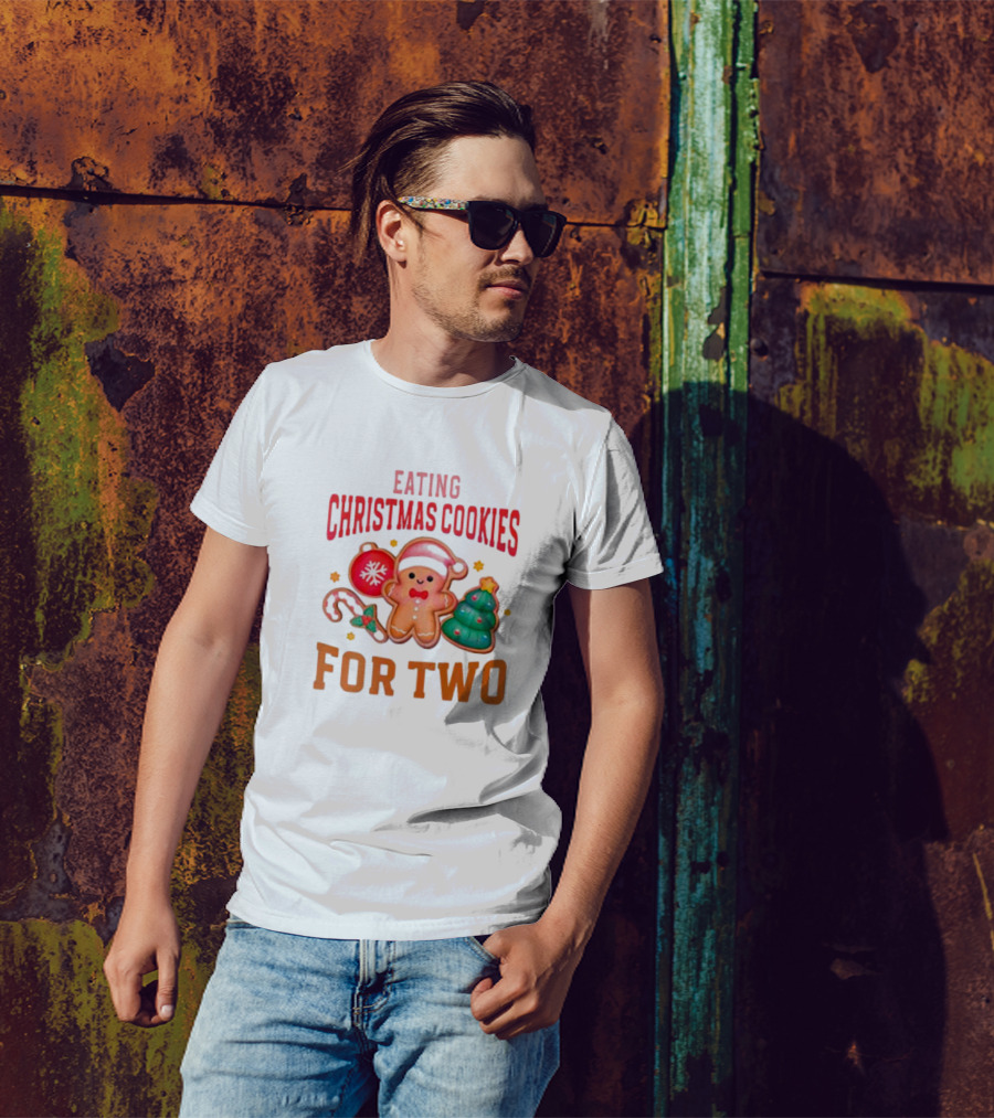 Eating Christmas Cookies For Two Gingerbread Tree Ornaments T-Shirt