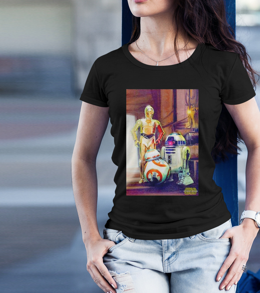 Three Droids C-3PO R2-D2 BB-8 Star Wars The Force Awakens T-Shirt