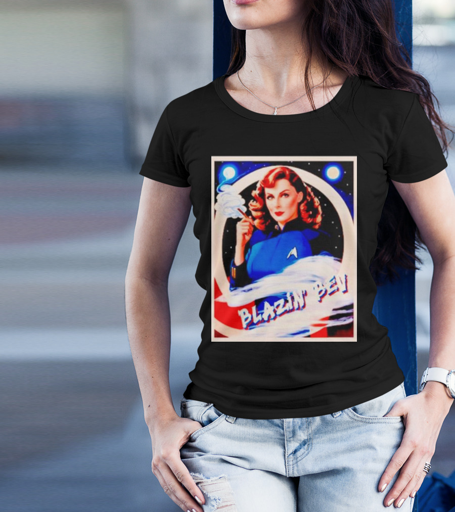 Blazin' Bev Retro Space Pioneer With Star Emblem T-Shirt