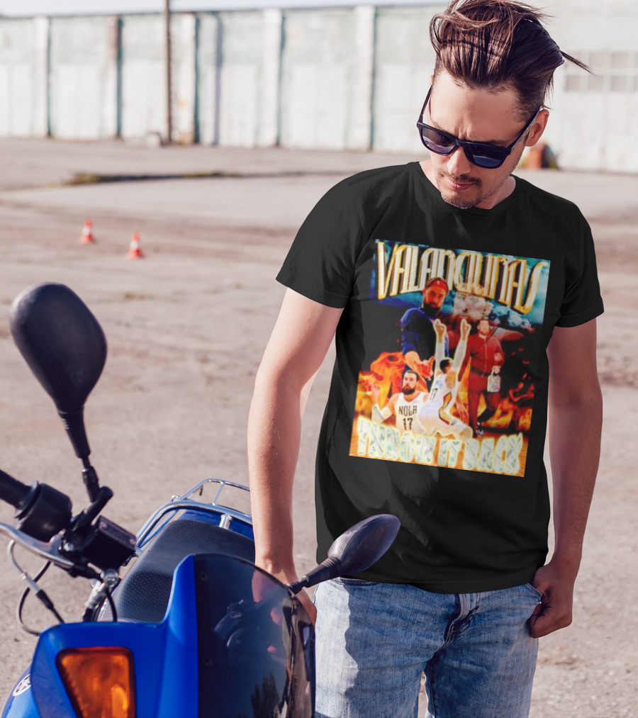 Valanciunas Throw It Back NOLA 17 Fire Basketball Montage T-Shirt