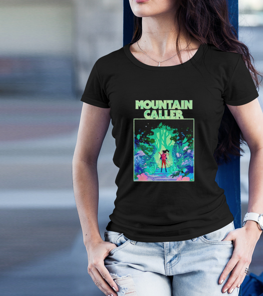 Mountain Caller Green Leaves Enchanted Forest Explorer T-Shirt