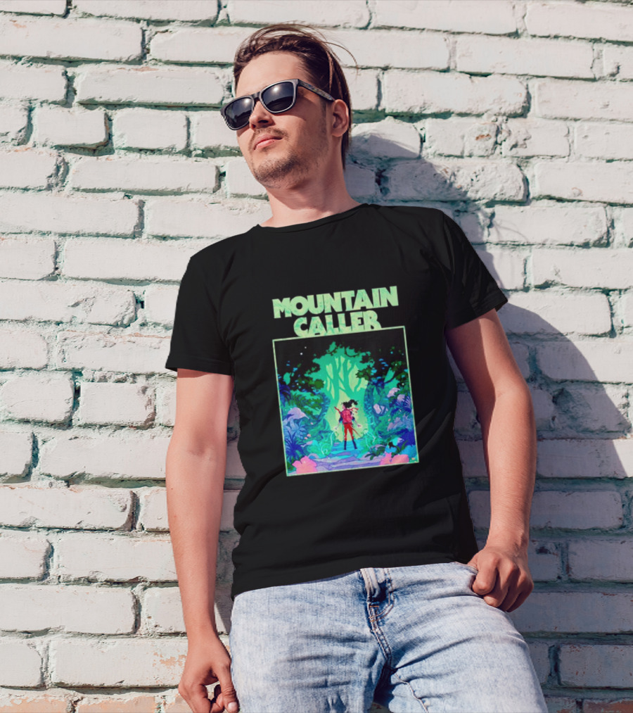 Mountain Caller Green Leaves Enchanted Forest Explorer T-Shirt