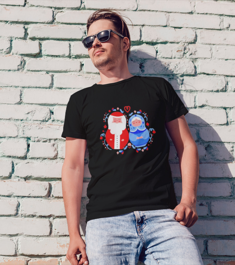 Christmas Santa And Snow Maiden Mamushkas With Festive T-Shirt
