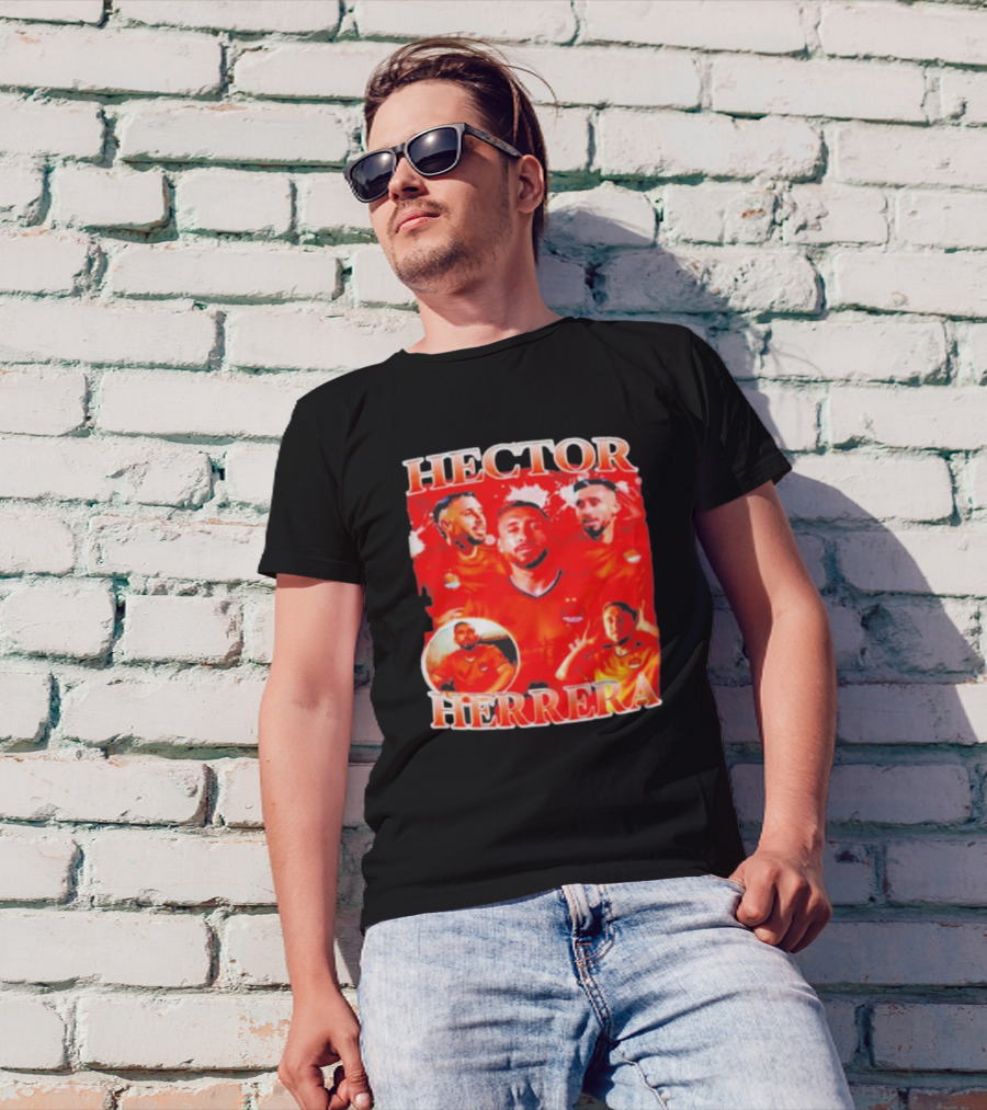 HECTOR HERRERA Red Bootleg Style Portrait Montage T-Shirt