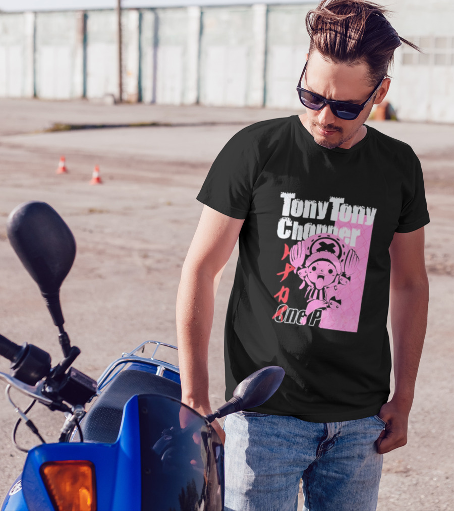 Tony Tony Chopper One Piece Pink Tonal Japanese Text T-Shirt