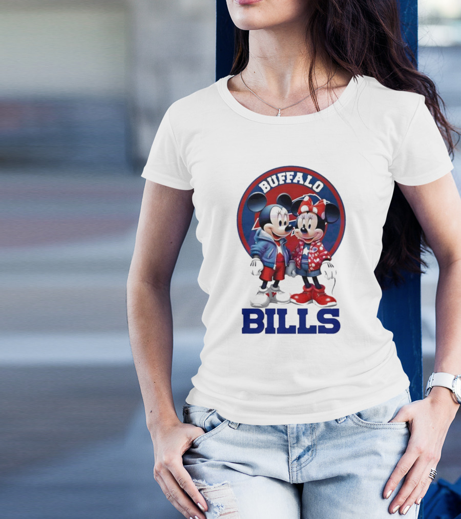 Buffalo Bills Mickey And Minnie Mouse In Team Spirit T-Shirt