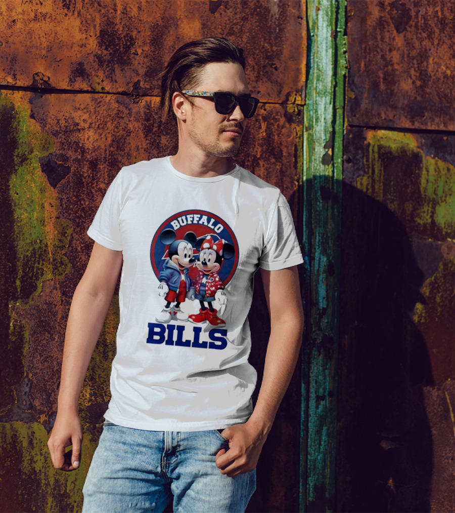 Buffalo Bills Mickey And Minnie Mouse In Team Spirit T-Shirt