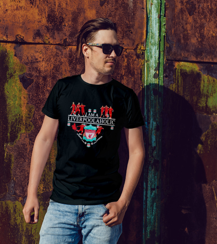 I AM A LIVERPOOLAHOLIC LIVERPOOL FC CREST PLAYERS CELEBRATION REDS SUPPORTER T-Shirt