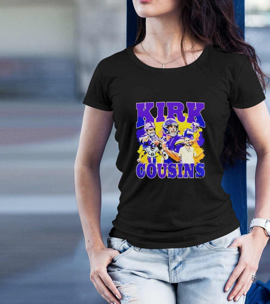 Kirk Cousins Vikings Football Player Collage Purple And Yellow T-Shirt